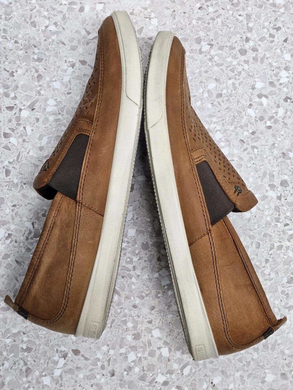 ECCO 1963 Collin Perforated Leather Slip On Shoes Mens Size: 10 Brown Comfort - Picture 10 of 14